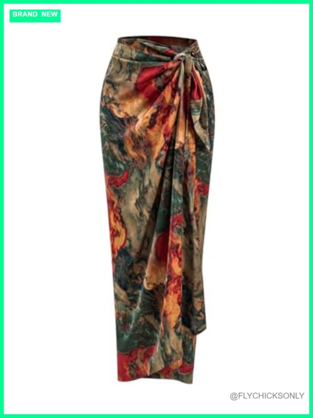 Women's Wrap Maxi Skirt Twist Knot High Waist Split Long Skirt